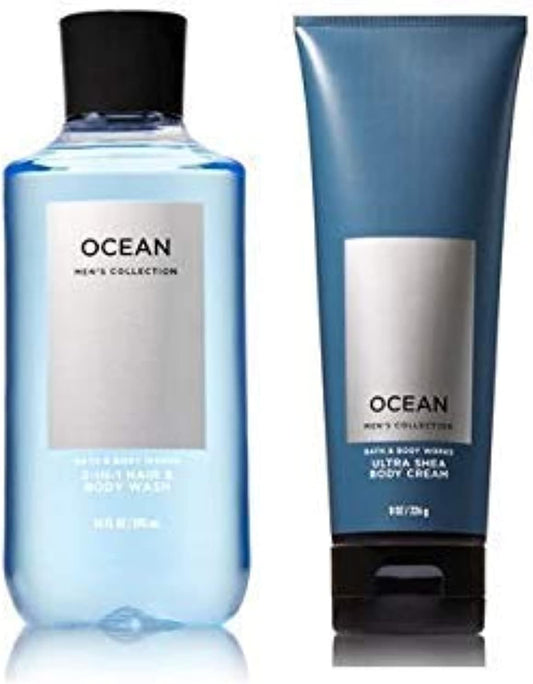 Bath and Body Works Men'S Collection Ultra Shea Body Cream & 2 in 1 Hair and Body Wash OCEAN.