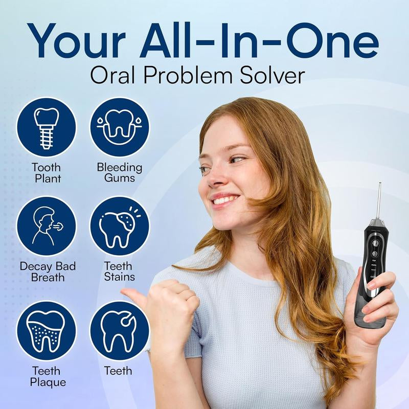 45-Day Water Flosser: IPX7 Waterproof, 360° Nozzle, 3 Modes & 300Ml Tank for Teeth Whitening, Plaque Removal & Gum Care