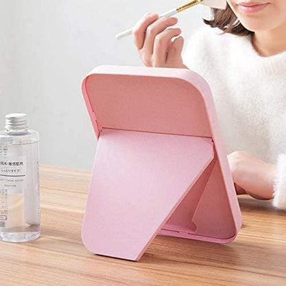 (Beige) -  Desktop Makeup Mirror,Foldable Makeup Mirror Simple Portable Princess Mirror Square Mirror Makeup Mirror for Women (Beige)