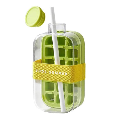 500/800ML Ice Cube Tray with Straw 2 in 1 Ice Cube Bottle Portable Silicone Ice Cube Maker Reusable Icecup Ice Cube Mold Tool