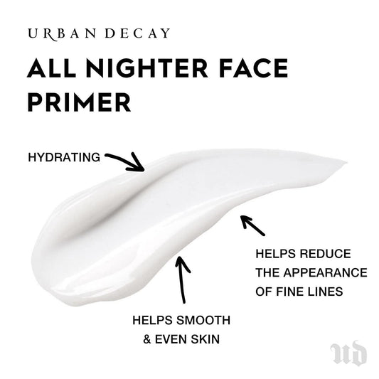 Urban Decay All Nighter Longwear Face Primer, Smoothing & Hydrating Base for Foundation Face Makeup, Sheer & Lightweight, for All Skin Types, Paraben-Free