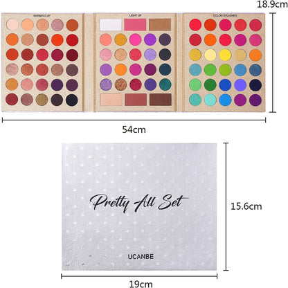 Professional 86 Colors Eyeshadow Palette with 15Pcs Makeup Brushes Set Matte Glitter Long Lasting Highly Pigmented Waterproof Contour Blush Powder Highlighter All in One