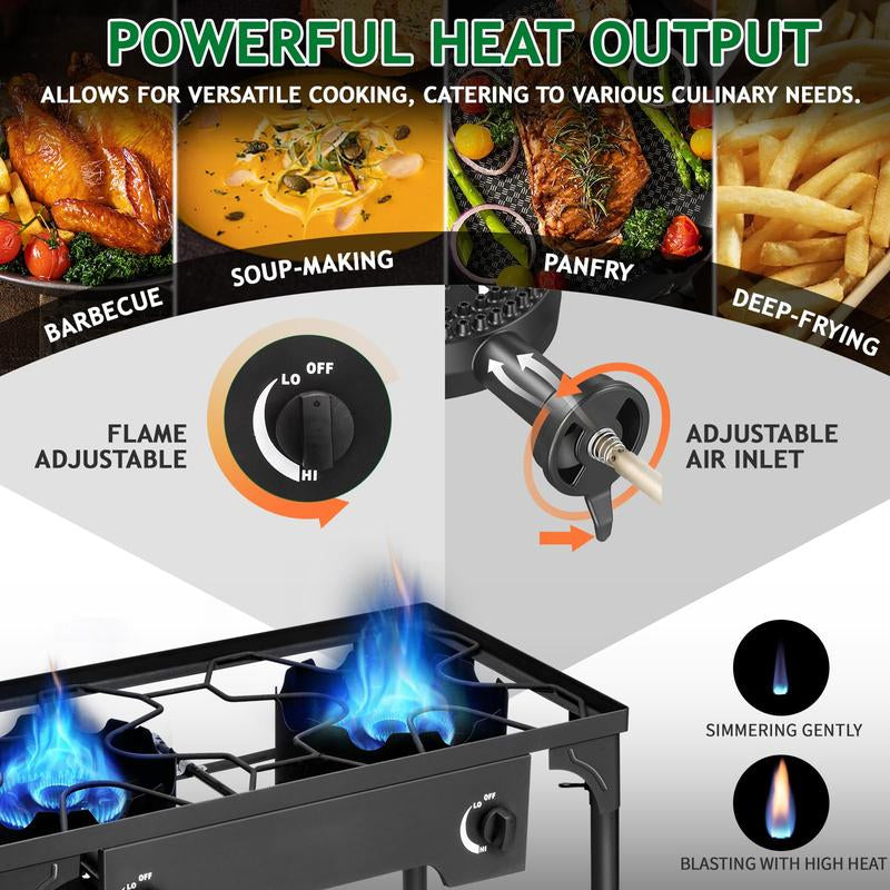 Ultimate 3-Burner Outdoor Propane Gas Stove - 225,000 BTU High Pressure Cooker for Backyard Cooking, Camping, Home Brewing & Turkey Frying!