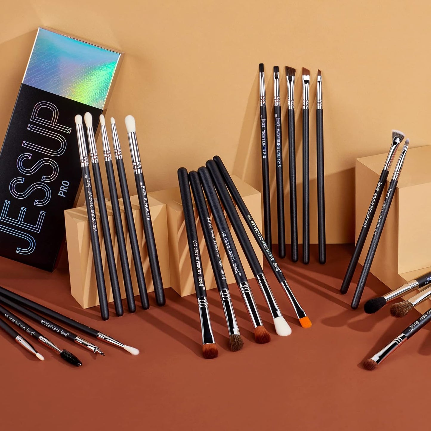 Eye Makeup Brushes Set Professonal 28Pcs Premium Synthetic Eyeshadow Brush Eyeliner Brush Eyebrow Brush Blending Brush for Makeup Black T341