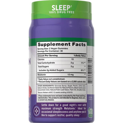 Melatonin 12 Mg | Max Strength | 60 Gummies | for Sleep