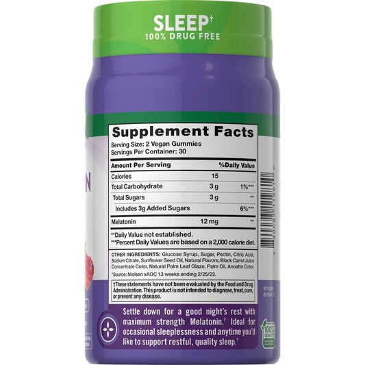 Melatonin 12 Mg | Max Strength | 60 Gummies | for Sleep
