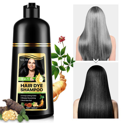 Yecuce Herbal Ingredients Hair Color Shampoo for Gray Hair Coverage - Black or Coffee Hair Dye Shampoo 3 in 1 for Women Men Grey Hair (500Ml) Springtok Haircare