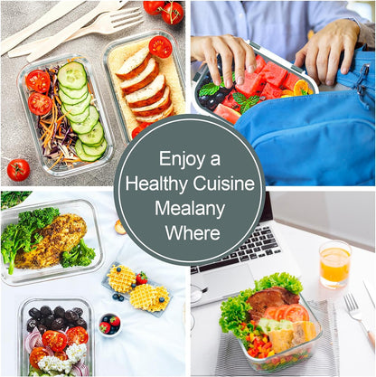 10 Pack Glass Meal Prep Containers, Airtight Glass Lunch Containers, Stackable Glass Food Storage Containers Set with Lids,Exclusive of Bpa,For Microwave, Oven, Freezer & Dishwasher,Grey
