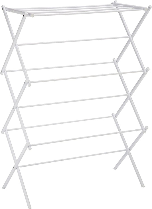 Foldable Portable Laundry Drying Rack for Air Drying Clothing, Indoor Outdoor Use - 29.4 X 14.8 X 41.9 Inches (Lxwxh), White