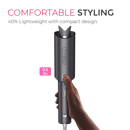 CURLPRO Automatic Curling Iron - Achieve Effortless Beach Waves with Rotating Curler, 500M Ionic Technology, Dual Voltage, Lightweight Design, 1 Inch in Gray