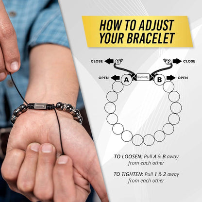 ® Magnetic Hematite Bracelet – MAX Strength Magnetic Stones – Beaded Magnetic Bracelets for Men and Women (Silver Titan 8Mm Bead)