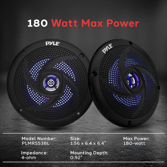 Marine Speakers - 5.25 Inch 2 Way Waterproof and Weather Resistant Outdoor Audio Stereo Sound System