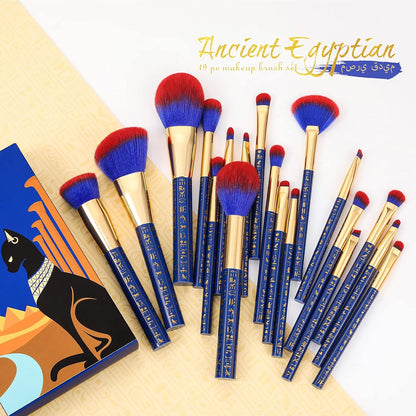 Makeup Brushes 19Pcs Ancient Egyptian Makeup Brush Set Premium Gift Synthetic Powder Kabuki Foundation Contour Blush Concealer Eye Shadow Blending Liner Make up Brush Kit