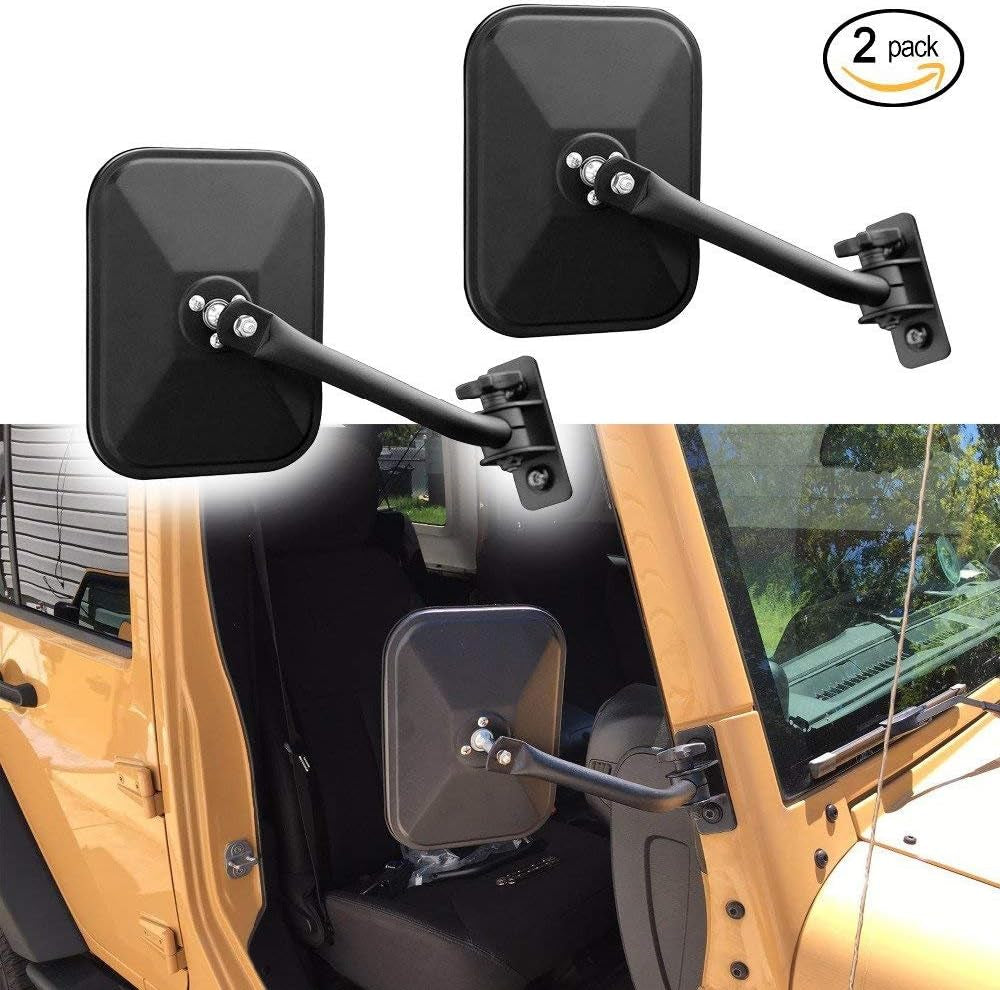 Upgraded Doors off Compatible with Wrangler TJ JKU JK 4X4 Off-Road Morror Rectangular Mirrors Quick Release Side View Mirror