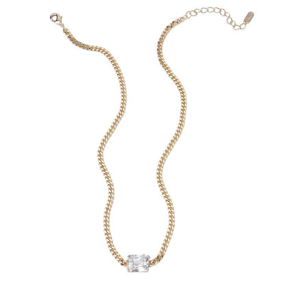 MEIITRUE 14K Gold Plated Cubic Zirconia Pendant Necklaces for Women, Hypoallergenic Fade-Resistant Cuban Link Choker Necklace, Trendy Fashion Jewelry for Girls