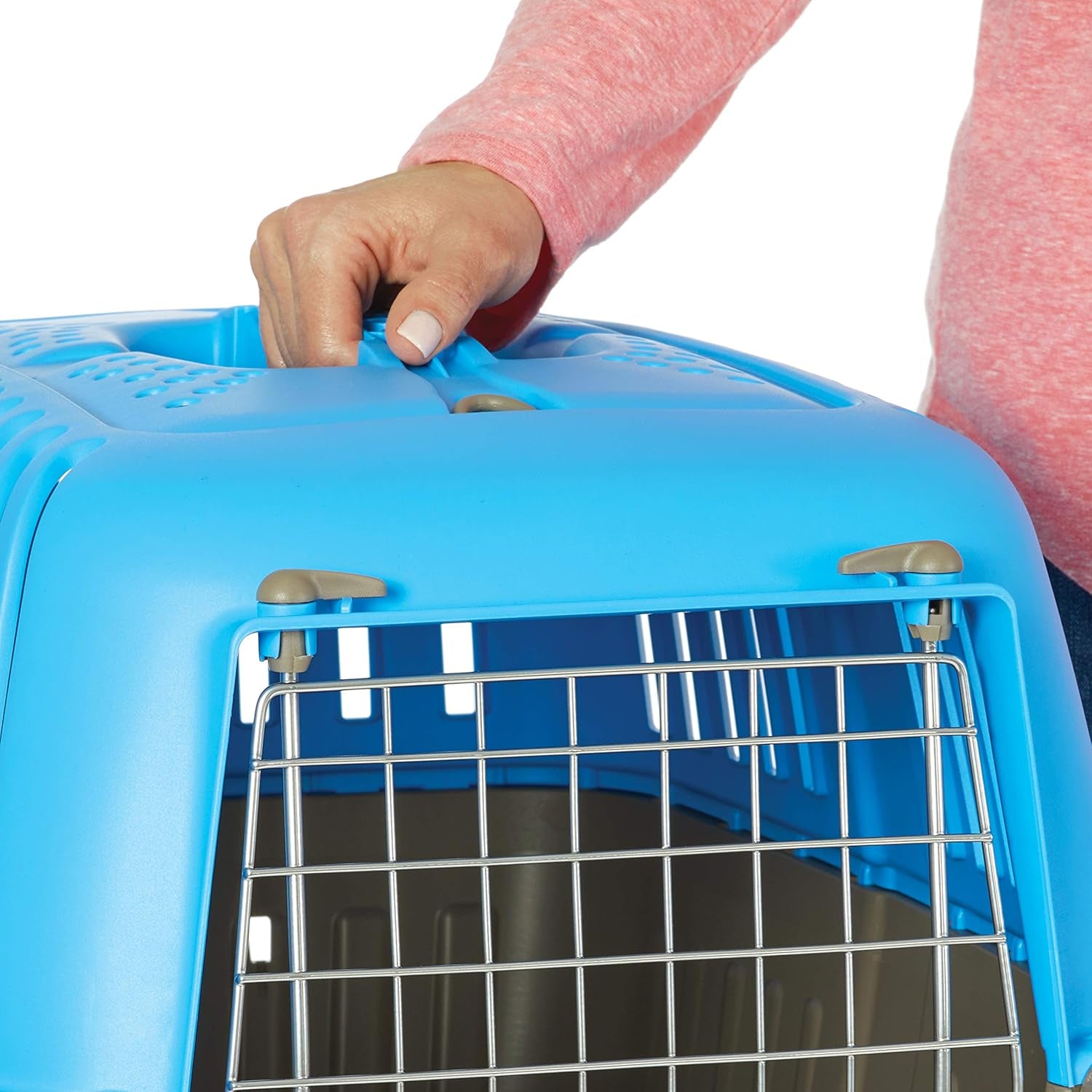 Pet Carrier: Hard-Sided Dog Carrier, Cat Carrier, Small Animal Carrier in Blue, inside Dims 17.91 L X 11.5 W X 12 H & Suitable for Tiny Dog Breeds, Perfect Dog Kennel Travel Carrier for Quick Trips