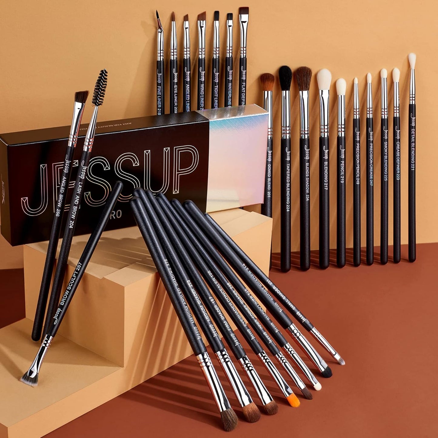 Eye Makeup Brushes Set Professonal 28Pcs Premium Synthetic Eyeshadow Brush Eyeliner Brush Eyebrow Brush Blending Brush for Makeup Black T341