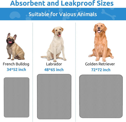 Washable Puppy Dog Pee Pad, 34" X52" Extra Large, Waterproof Whelping Training Mat for Playpen Crate, Floor, Bed,Sofa and Trunk [Premium Fabrics That Can Be Used by Humans]