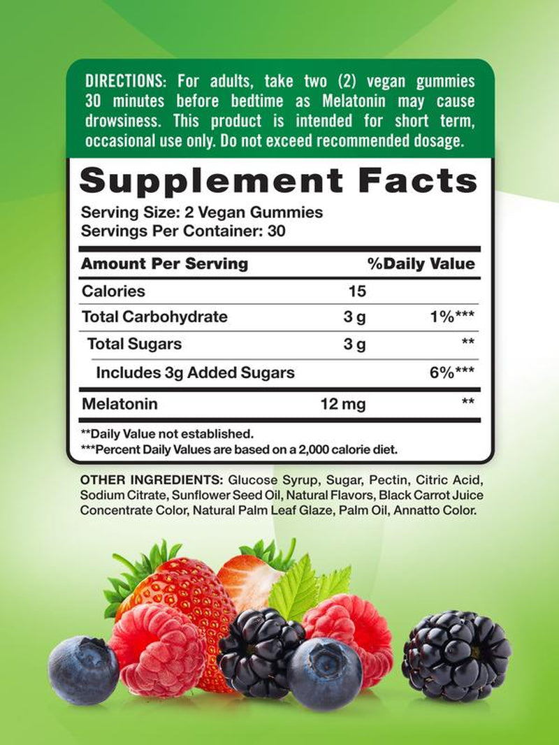 Melatonin 12 Mg | Max Strength | 60 Gummies | for Sleep