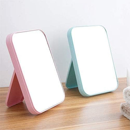 (Beige) -  Desktop Makeup Mirror,Foldable Makeup Mirror Simple Portable Princess Mirror Square Mirror Makeup Mirror for Women (Beige)