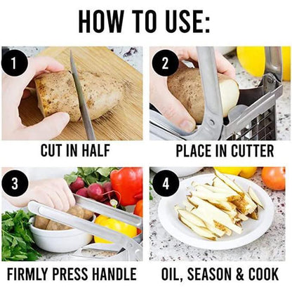 Multifunctional Stainless Steel French Fry Cutter , Vegetable Potato Chopper, Includes 1/2 & 3/8-Inch Blades Ideal for Air Fryer Foods, Carrots, Cucumbers,Onion, Kitchen Utensils, Hot Summer Picks
